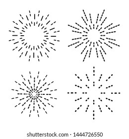 Firework or sunburst line icon set. The vintage explosion of a star. 