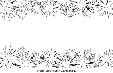 Firework texture, thin lines, transparent background. Wide panorama backdrop to use for overlay, montage, collage or card. Abstract vector illustration. Happy new year concept.