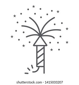 Firework thin line icon, party and festival, firecracker sign, vector graphics, a linear pattern on a white background, eps 10.