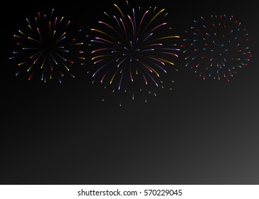 Firework vector, brightly firework on dark-night background