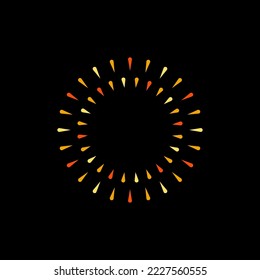 Firework vector circle frame in yellow, orange and red colors. Minimal simple illustration