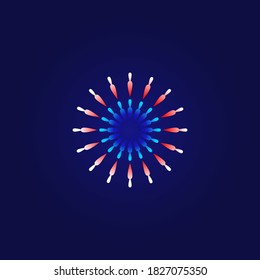 Vektordesign-Illustration für Feuerwerk zum Feierabend. Feuerwerk für Neujahrsfeier