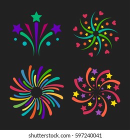 Firework vector icon isolated illustration celebration holiday event night new year fire festival explosion light festive party fun birthday bright