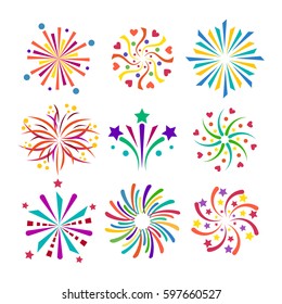 Firework vector icon isolated illustration celebration holiday event night new year fire festival explosion light festive party fun birthday bright