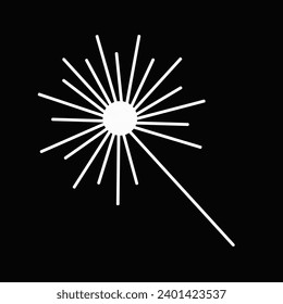 Firework vector icon, isolated on black background. Vector illustration.
