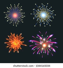 Firework vector illustration celebration holiday event night explosion light festive party