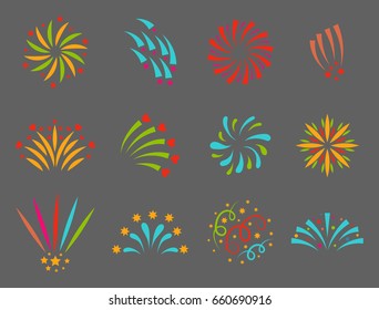Firework vector illustration celebration holiday event night explosion light festive party