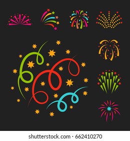 Firework vector illustration celebration holiday event night explosion light festive party