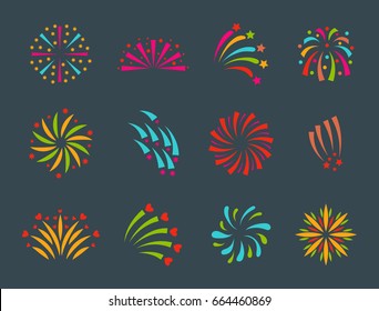 Firework vector illustration celebration holiday event night explosion light festive party