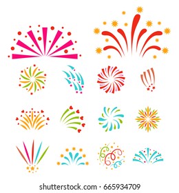 Firework vector illustration celebration holiday event night explosion light festive party