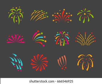 Firework vector illustration celebration holiday event night explosion light festive party