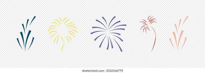Firework vector illustration. New year. Collection fireworks on white background.