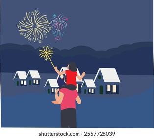 Firework vector illustration firework night party.