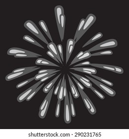 Firework vector illustration on black background. 