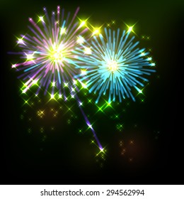 Firework - vector isolated on black background
