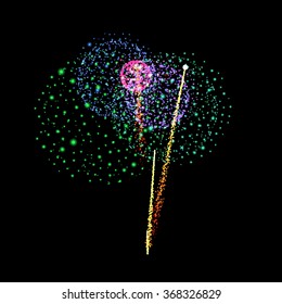 Firework- vector isolated on black background