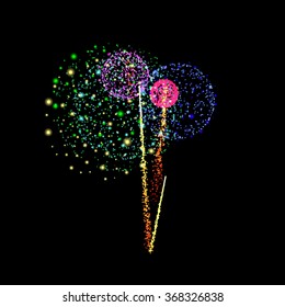 Firework- vector isolated on black background