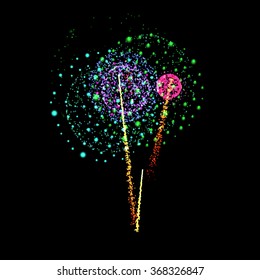 Firework- vector isolated on black background