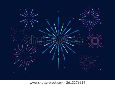 Firework vector for new year celebration with confetti icon happy background white star fire spark illustration sparkle firecracker doodle abstract holiday sketch simple decoration isolated set explos