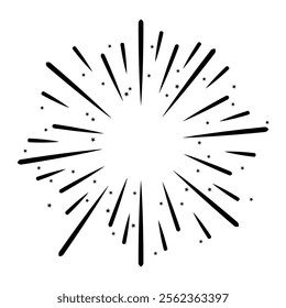 Firework Vector with Stars. Celebration. Explosion Symbol. Sunburst. New Year. Party. Surprise. Decorative Element. Festival