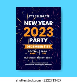 firework vertical poster new year party 2023