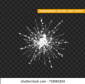 Firework white isolated. Xmas decoration. Holiday design element. Bright realistic firework with transparent background effect. vector illustration
