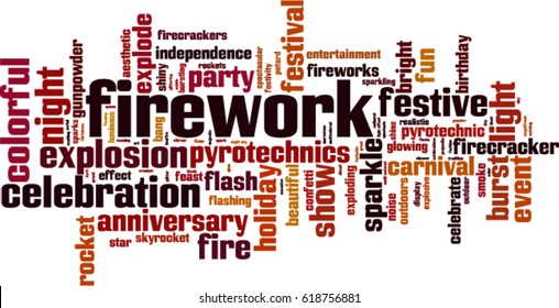 Firework word cloud concept. Vector illustration