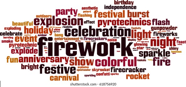 Firework word cloud concept. Vector illustration