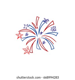 fireworks, 4th of July, sketch, vector illustration