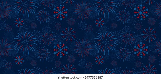 Fireworks 4th of july USA Independence day design of fireworks on blue background vector illustration