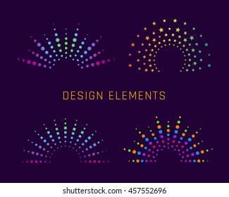 Fireworks Arch Design Elements For Logo. Explosion Colorful Shape. Vector Illustration