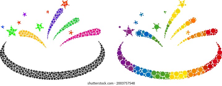 Fireworks area mosaic icon of round items in various sizes and spectrum color tints. A dotted LGBT-colored fireworks area for lesbians, gays, bisexuals, and transgenders.