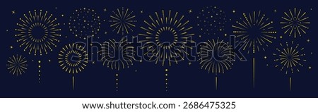Fireworks background for banner, poster design. Independence, celebration, anniversary, birthday, new year templates. Vector illustration