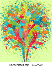 Fireworks background. Beautiful vector illustration.