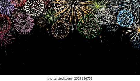 Fireworks background, colorful New Year celebration