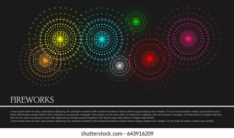Fireworks background colorful. Template Vector Illustration