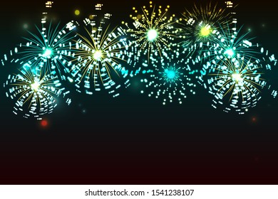 Fireworks background with copy space, illustration vector.	
