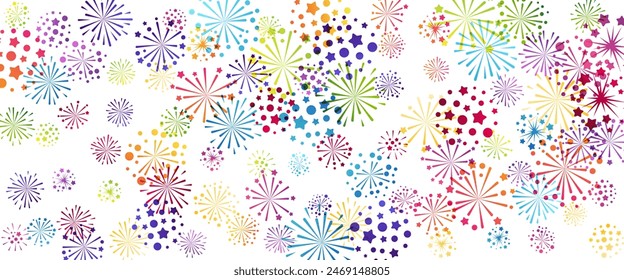 Fireworks background. Design element from explosion flashes. Decoration for festival, holiday and events.