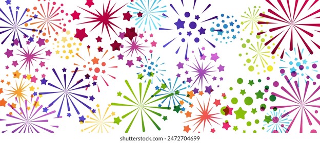 Fireworks background. Design element from explosion flashes. Decoration for festival, holiday and events.