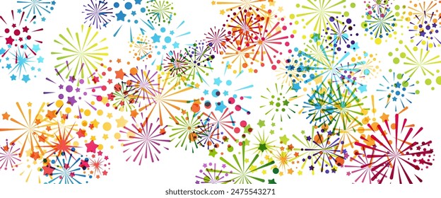 Fireworks background. Design element from explosion flashes. Decoration for festival, holiday and events.