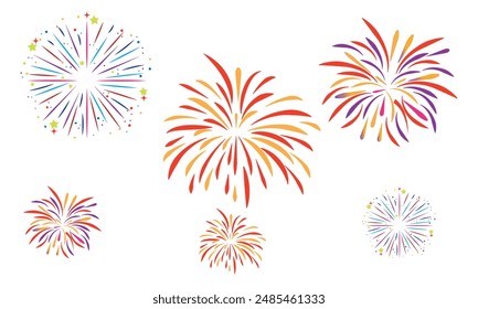 Fireworks background design set vector.
