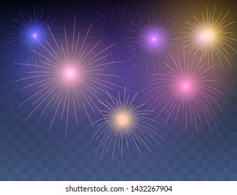 Fireworks background. Festive fireworks. Vector illustration.