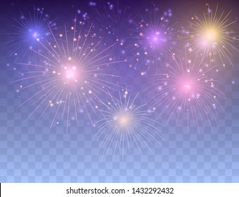 Fireworks background. Festive fireworks. Vector illustration.
