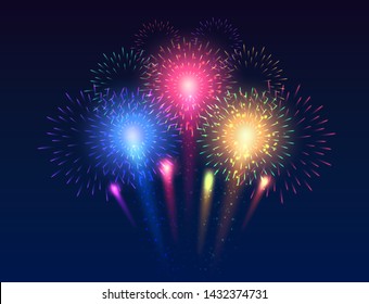 Fireworks background. Festive fireworks. Vector illustration.