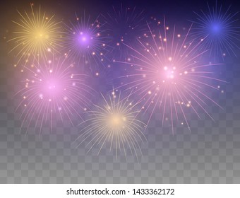 Fireworks background. Festive fireworks. Vector illustration.