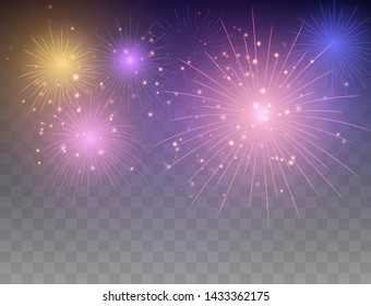 Fireworks background. Festive fireworks. Vector illustration.