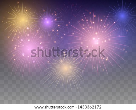 Fireworks background. Festive fireworks. Vector illustration.