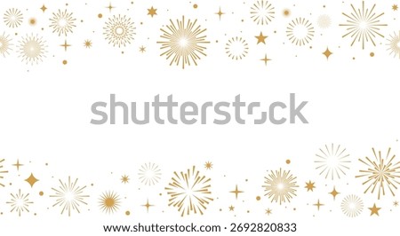 Fireworks background, gold fireworks border, New Year frame