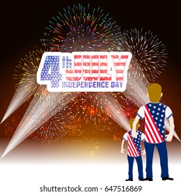Fireworks background for Independence Day. Fourth of July celebrate
