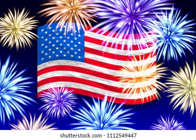 Fireworks background for Independence Day USA vector art